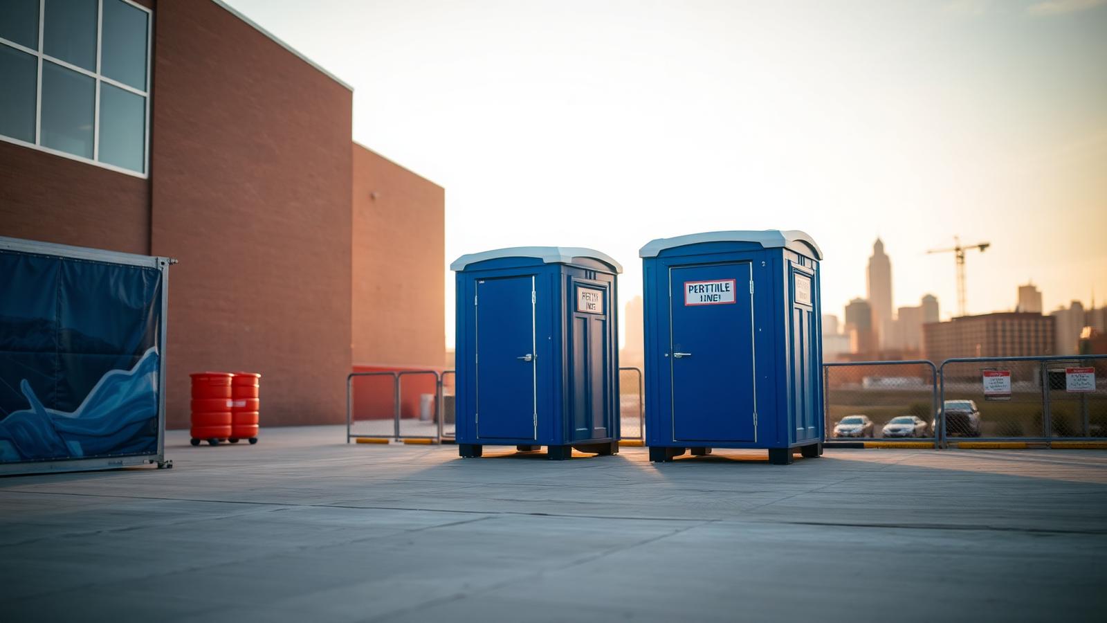 Portable restrooms on a Louisville construction site